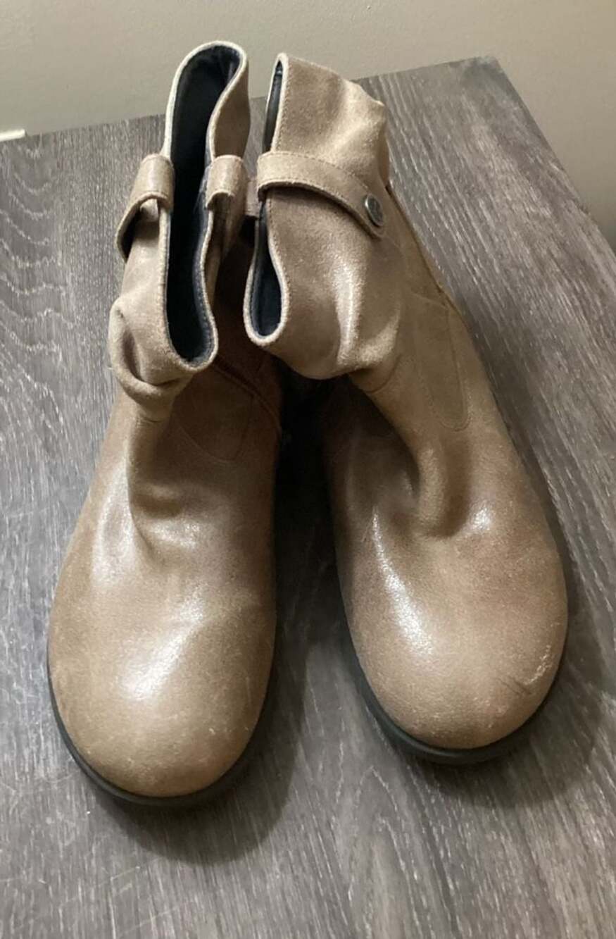 Birkenstock Ankle Boots Size 38 Taupe Leather Slouch